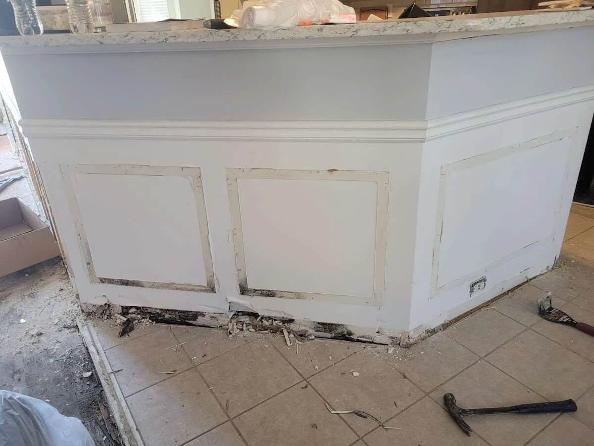 Water damage and mold on kitchen during Storm Damage Restoration in Baldwin Park